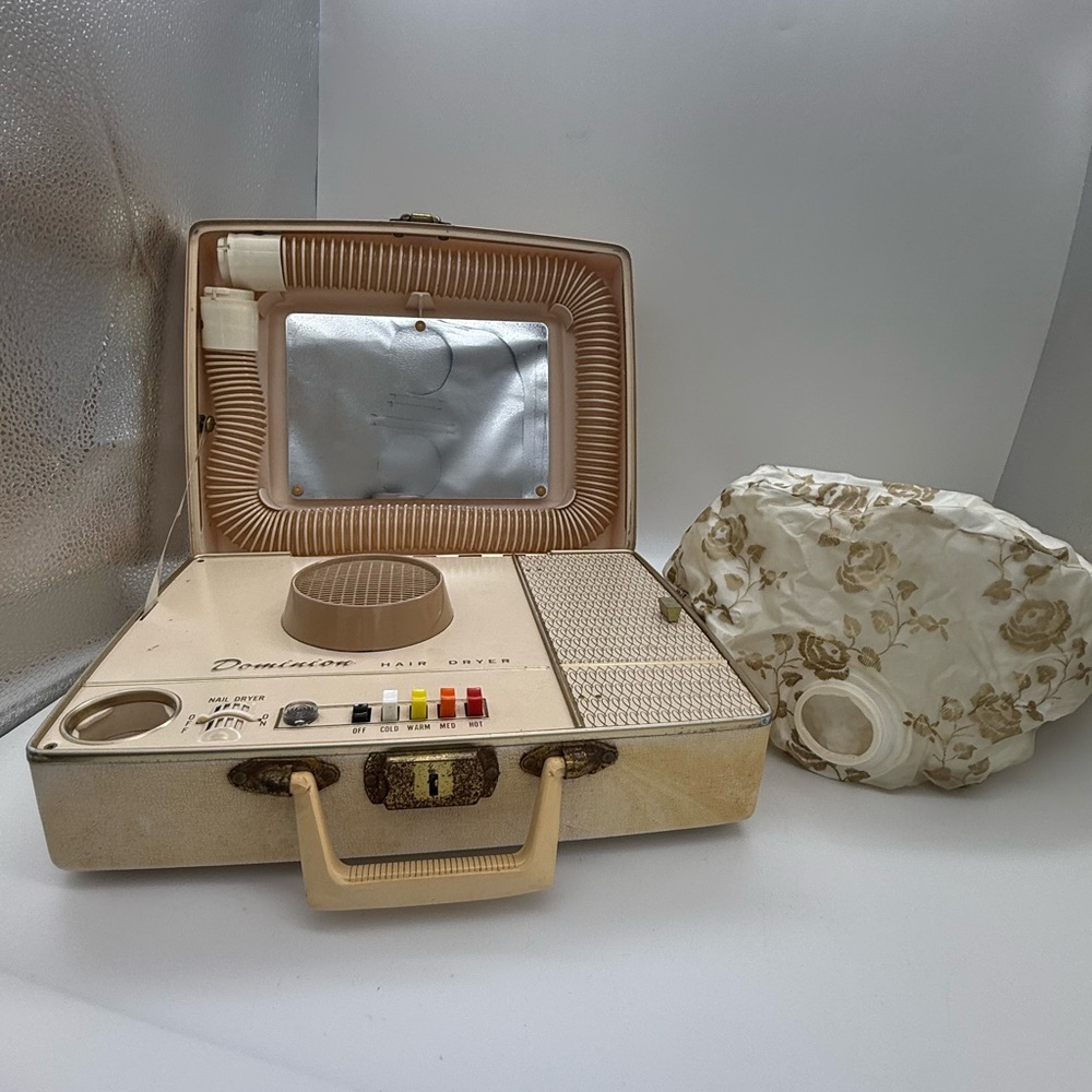 Portable Dominion Bonnet Dryer WORKS 1970s Vintage Salon Equipment Beauty Decor